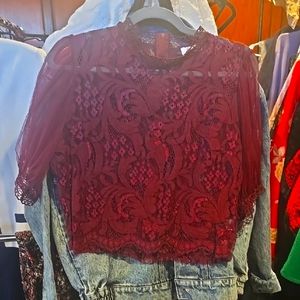 Elegant Lace Burgundy Top peach xl